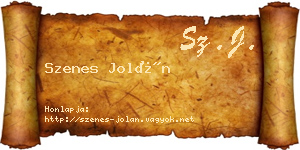 Szenes Jolán névjegykártya